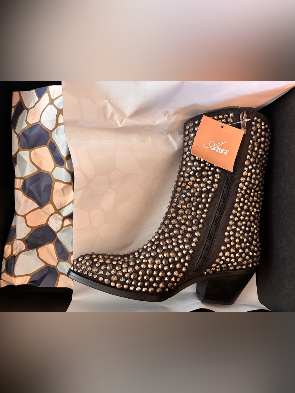Azura Black Studded Ankle Booties
